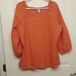 Denim & Co 1X Seersucker Cotton Top